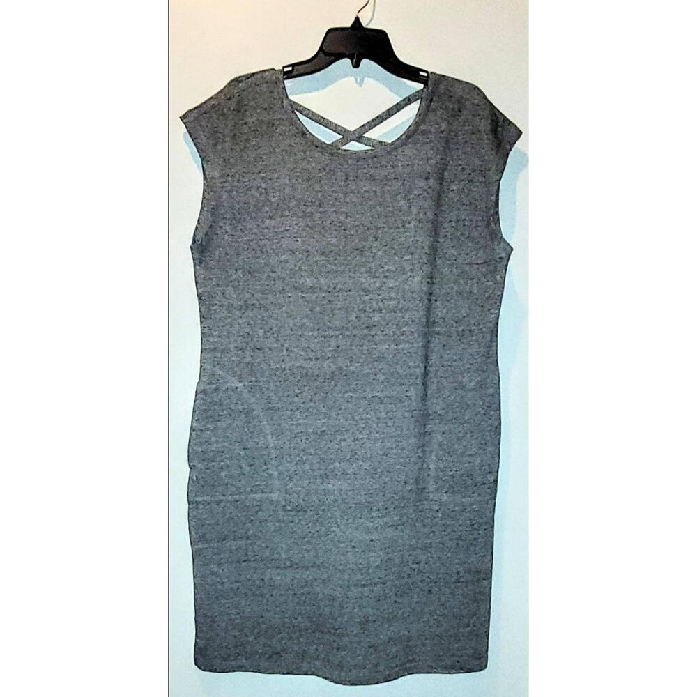 T By Talbots Gray Heather Sleeveless CrissCross‎ Back Sheath Dress XL Petite